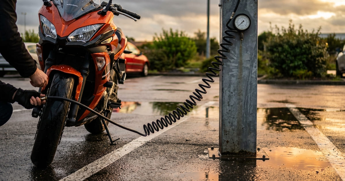 Gonfler ses pneus de moto : bornes compatibles, pressions, pièges à éviter