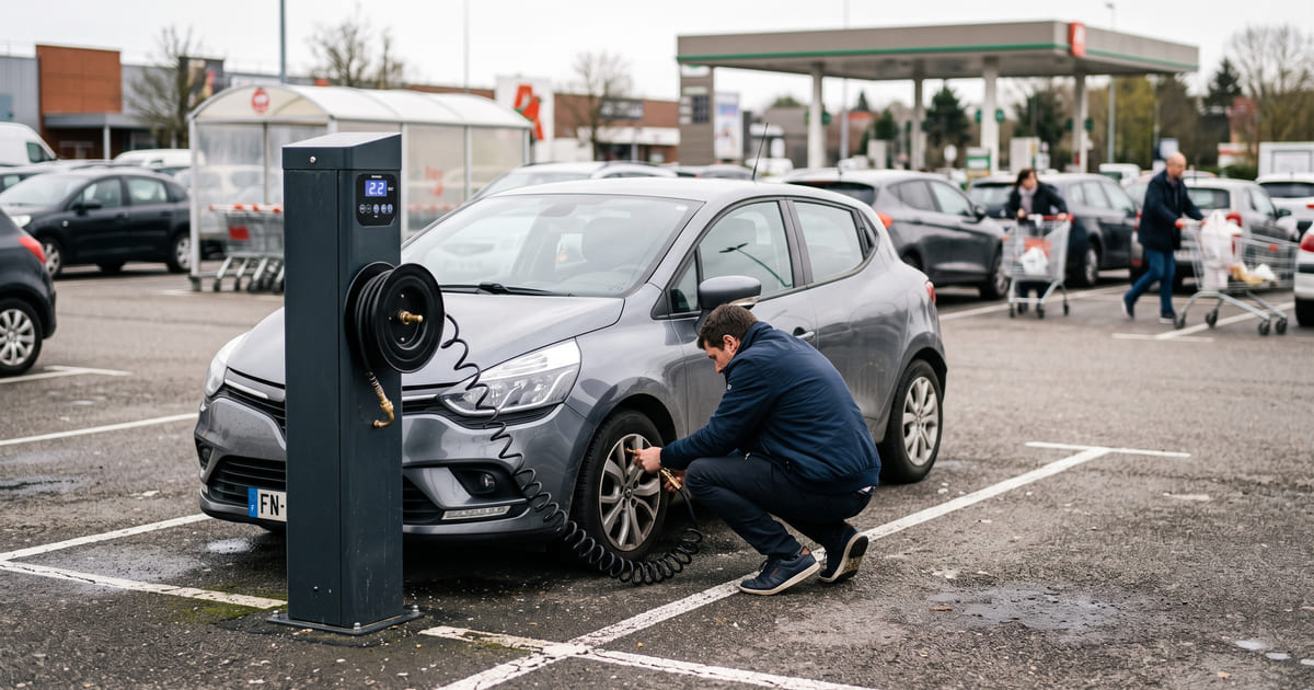 Gonfler ses pneus au supermarché : mode d'emploi complet de la borne en libre-service